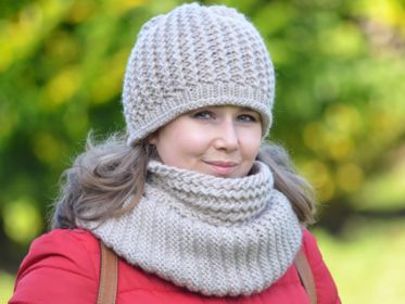 Fancy Twist Hat and Cowl Set 088